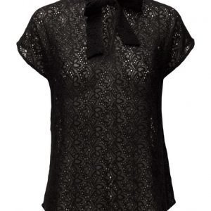 Saint Tropez Lace Blouse W Binding Bow lyhythihainen pusero