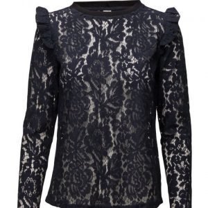 Saint Tropez Lace Blouse W. Frill pitkähihainen pusero