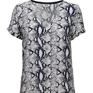 Saint Tropez Snake Print V-Neck Blouse lyhythihainen pusero