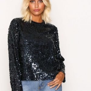 Samsøe Samsøe Johanne Ls T-Shirt Paljettipusero Blue