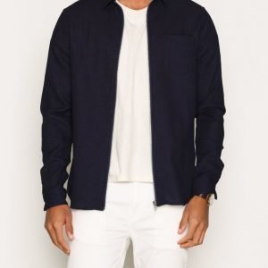 Samsøe Samsøe Liam Zip Shirt Kauluspaita Dark Sapphire