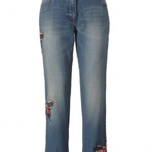 Sara Lindholm Nilkkapituiset Slim Fit Farkut Blue Denim