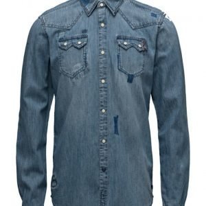 Scotch & Soda Ams Blauw Denim Sawtooth Shirt