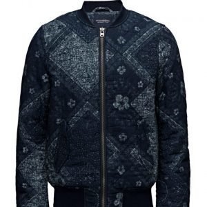 Scotch & Soda Ams Blauw Indigo Bandana Bomber Jacket bomber takki