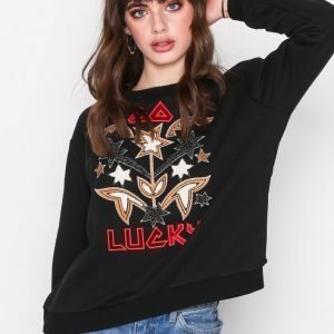 Scotch & Soda Bold Appliqué Crew Neck Sweater Svetari Black