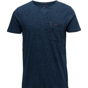 Scotch & Soda Shirtsleeve Tee In Structured Indigo Quality lyhythihainen t-paita