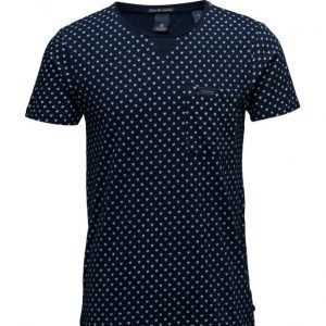 Scotch & Soda Shirtsleeve Tee In Structured Indigo Quality lyhythihainen t-paita