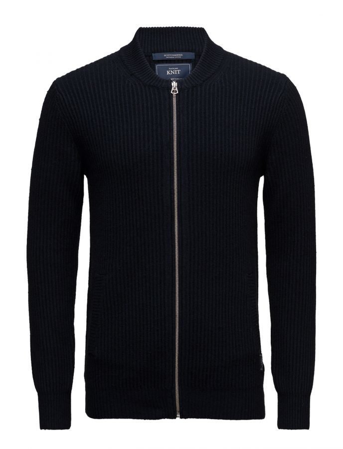 Scotch & Soda Zip-Thru Cardigan In Merino/Cotton Quality neuletakki ...