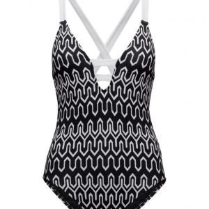 Seafolly Optic Wave Deep V Maillot uimapuku