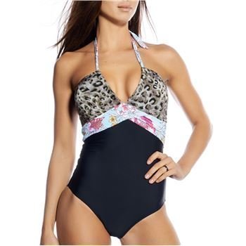 Seekers Bandeau Swimsuit Leopard Black