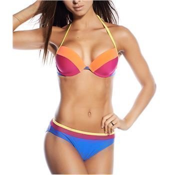 Seekers Push Up Bikini Set Block Blue