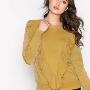 Selected Femme Sfagnes Ls Knit O-Neck Rt Neulepusero Mörk Gul