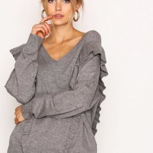 Selected Femme Sffrilla Ls V-Neck Knit Neulepusero Harmaa