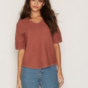 Selected Femme Sfkana Ss Knit V-Neck Neulepusero Vaaleanruskea