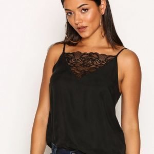 Selected Femme Sfnaomi Lace Strap Top Toppi Musta