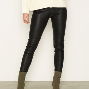 Selected Femme Sfsylvia Mw Stretch Leather Legging Housut Musta