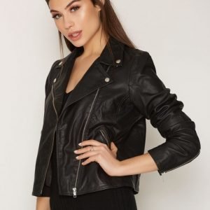 Selected Femme Slfmarlen Leather Jacket Noos Nahkatakki Musta