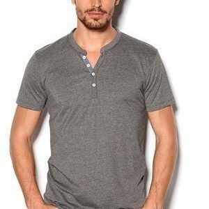 Selected Homme Pima Ask Joe SS Split Medium Grey Melange