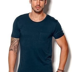 Selected Homme Pima Dave ss Deep O-neck Insignia Blue