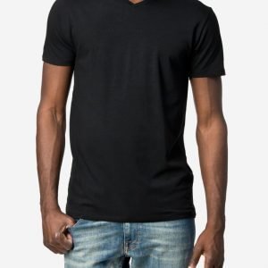 Selected Homme Pima Ss V-Neck Noos T-paita Musta