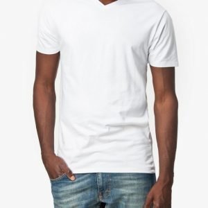 Selected Homme Pima Ss V-Neck Noos T-paita Valkoinen