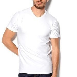 Selected Homme Pima ss V-neck Valkoinen