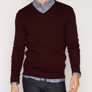 Selected Homme SHTower merino v-neck ID Pusero Tummanvioletti