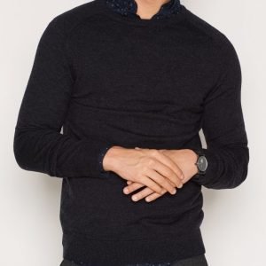 Selected Homme Shdblade Silk Crew Neck Pusero Tummansininen