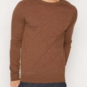 Selected Homme Shdblade Silk Crew Neck Pusero Vaaleanruskea