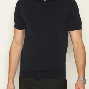 Selected Homme Shdharry Knitted Polo Pikeepaita Tummansininen