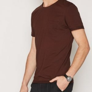 Selected Homme Shdholden Ss O-Neck Tee T-paita Tummanruskea