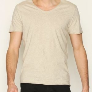 Selected Homme Shdmerce Melange Ss O-Neck Tee Noos T-paita Beige