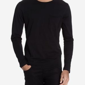 Selected Homme Shdpimaflorence Ls O-Neck Tee Noos Pusero Musta