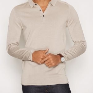 Selected Homme Shdporter Knitted Polo Pikeepaita Vaaleanharmaa