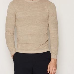 Selected Homme Shhbob Stripe Crew Neck Pusero Vaaleanharmaa