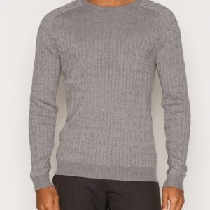 Selected Homme Shhclay Cable Crew Neck Pusero Harmaa