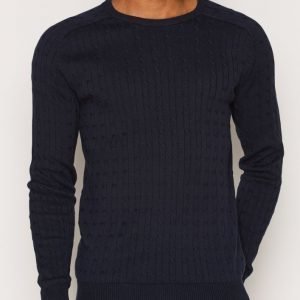 Selected Homme Shhclay Cable Crew Neck Pusero Tummansininen