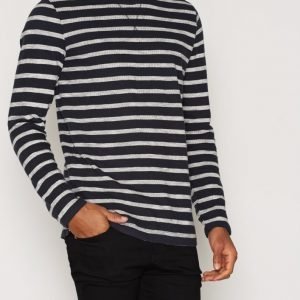 Selected Homme Shhfree Stripe Ls O-Neck Tee Pusero Tummansininen