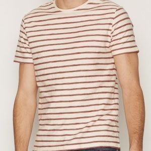 Selected Homme Shhkris Stripe Ss O-Neck Tee Noos T-paita Punainen