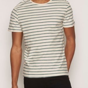 Selected Homme Shhkris Stripe Ss O-Neck Tee Noos T-paita Tummanharmaa