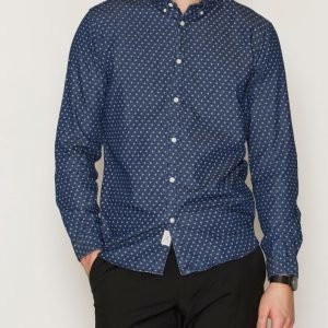 Selected Homme Shhone-Nolanprint Shirt Ls Kauluspaita Sininen