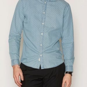 Selected Homme Shhone-Nolanprint Shirt Ls Kauluspaita Vaaleansininen