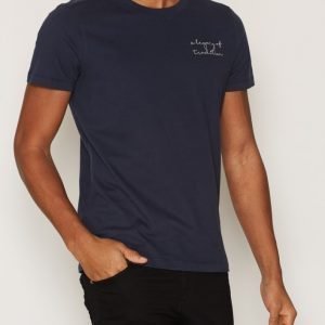 Selected Homme Shhpeech Ss O-Neck Tee T-paita Tummansininen