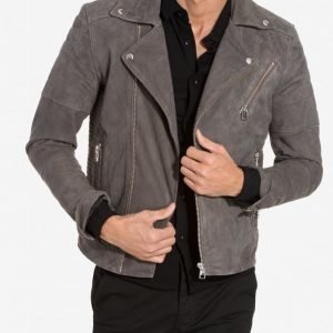 Selected Homme Shnfeel Suede Biker Jacket Takki Harmaa