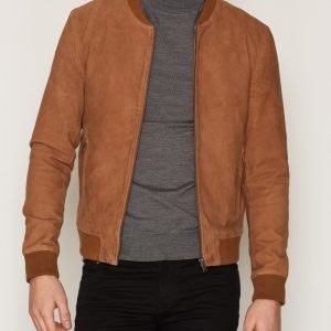 Selected Homme Shnmark Suede Bomber Jacket Noos Takki Vaaleanruskea