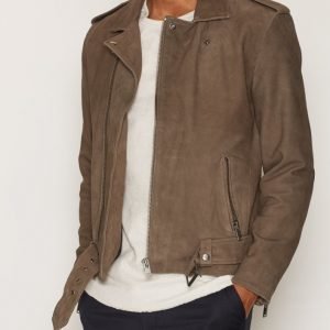 Selected Homme Shnsaint Suede Biker Jacket Takki Harmaa