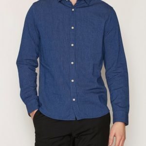 Selected Homme Shntwostipe Shirt Ls Kauluspaita Tummansininen