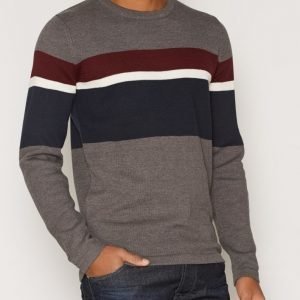 Selected Homme Shxblok Stripe Crew Neck Pusero Harmaa