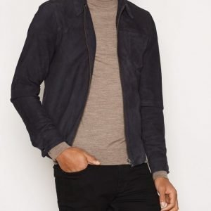 Selected Homme Shxnay Leather Jacket Takki Navy Blazer