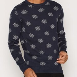 Selected Homme Shxsnow Crew Neck Pusero Tummansininen